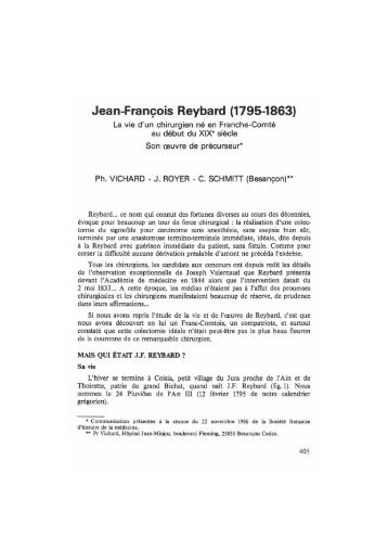 Jean-François Reybard (1795-1863). La vie d'un chirurgien né en ...