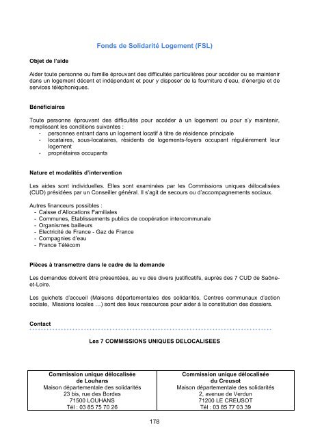 Fonds de Solidarité Logement (FSL) - Conseil général Saône-et-loire
