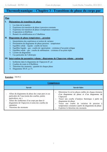 Cours - La physique-chimie en BCPST 1A au lycée Hoche