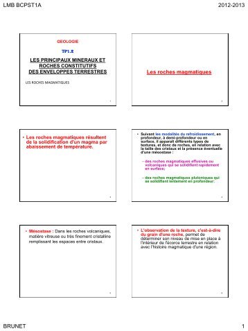 les principaux mineraux et roches constitutifs des enveloppes ...