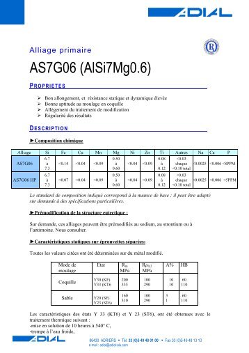 AS7G06 (AlSi7Mg0.6) - Adial