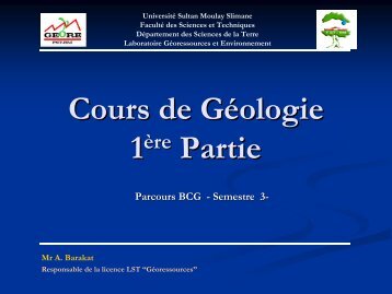 Programme Géodynamique externe - Faculté des Sciences ...