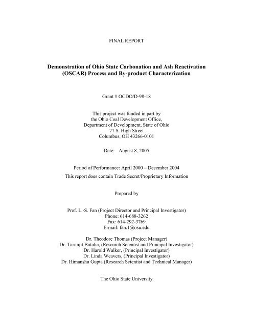 Demonstration of Ohio State Carbon Ash Reactivation (OSCAR)