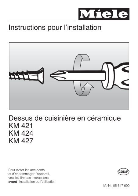 Instructions d'installation - Miele