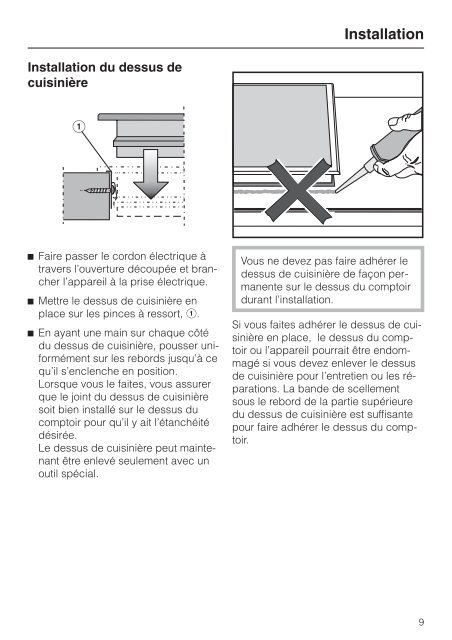 Instructions d'installation - Miele
