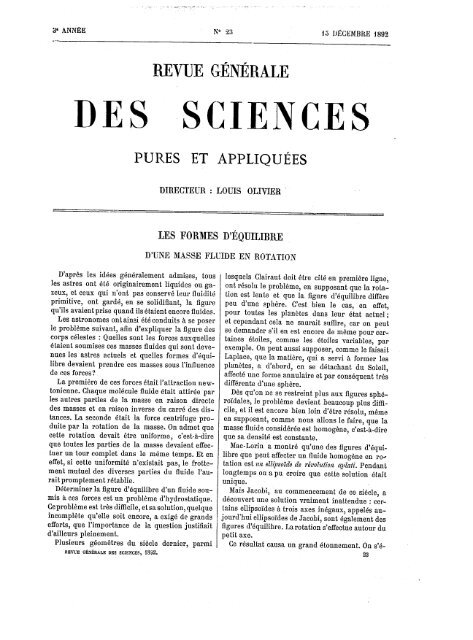 Les formes d'équilibre d'une masse fluide en rotation - Université ...