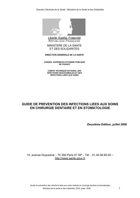 Ministère de la santé et des solidarités, DGS, juillet 2006 - NosoBase