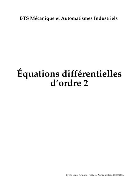 Equations différentielles d'ordre 2