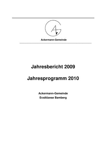 Jahresbericht 2009 - Ackermann-Gemeinde