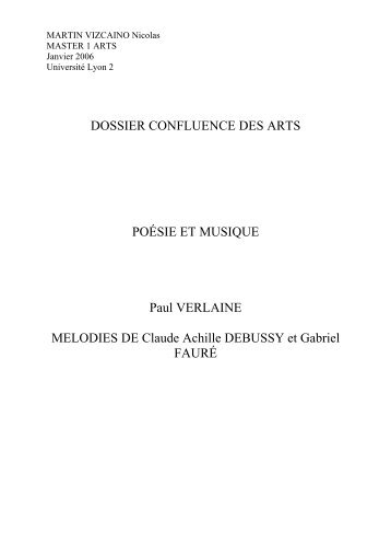 DOSSIER CONFLUENCE DES ARTS POÉSIE ET MUSIQUE ... - Free