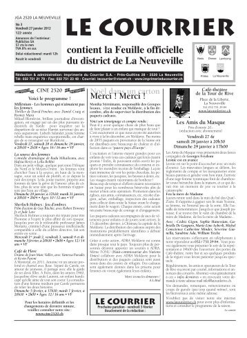 No 3 - 27 janvier - Imprimerie du Courrier, La Neuveville