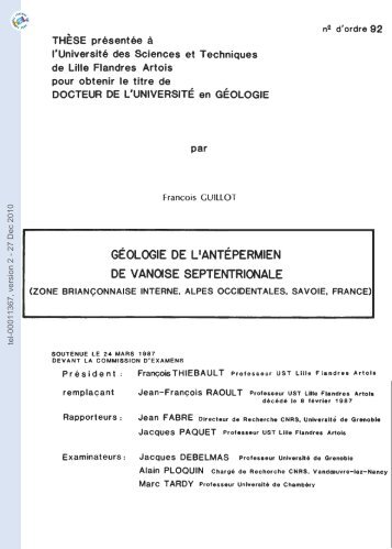 Géologie de l'Antépermien de Vanoise septentrionale (zone ...