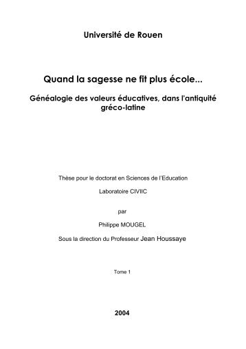 Quand la sagesse ne fit plus école... - Université de Rouen