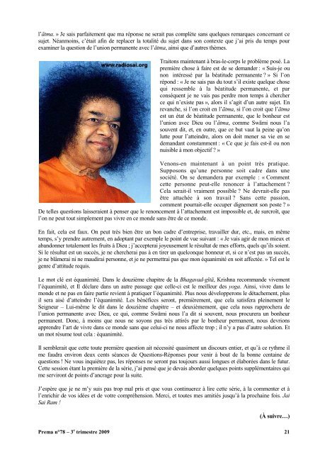 Prema - La revue de l'Organisation Sathya Sai France