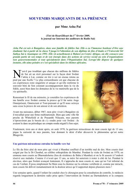 Prema - La revue de l'Organisation Sathya Sai France