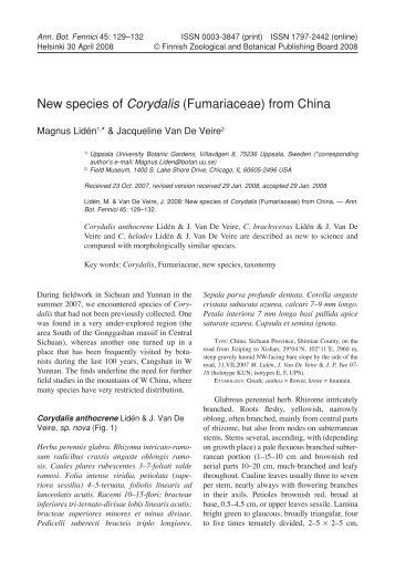 New species of Corydalis (Fumariaceae) from China