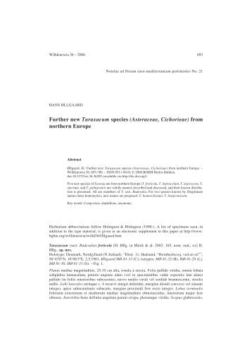 Further new Taraxacum species (Asteraceae, Cichorieae) from ...