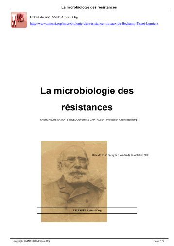 La microbiologie des résistances - AMESSI® Amessi.Org