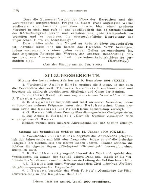 BOTANIKAI KÖZLEMÉNYEK VIII. KÖTET 1909 - World eBook Library