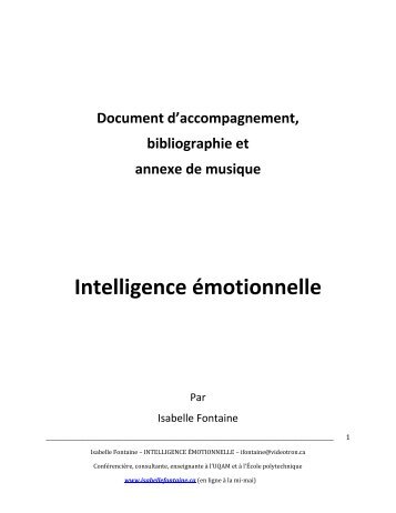 Isabelle Fontaine : L'intelligence émotionnelle - aeesicq