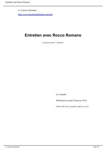 Entretien avec Rocco Romano - Le Cannois Déchaîné