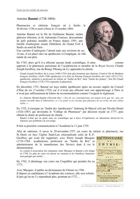 Antoine Baumé (17281804) UTC