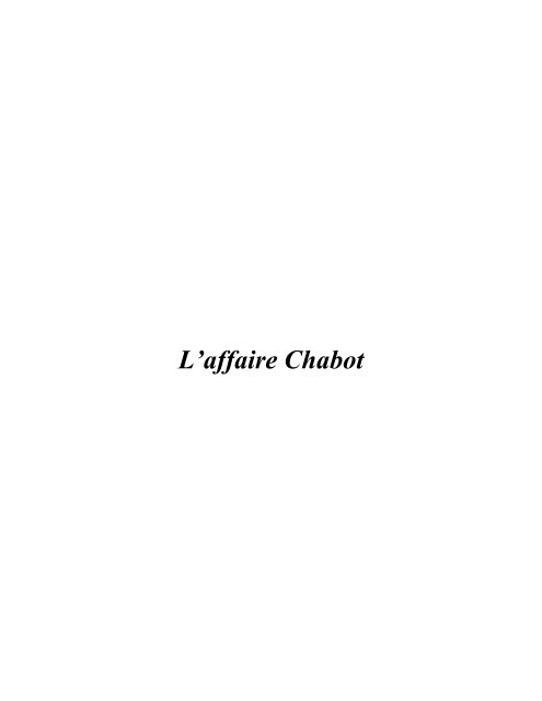 L'affaire Chabot - Les Éditions JP Chabot