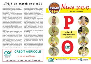 News 2012-13 n° 11 - 27 avril 2013 - rcmbasket.fr
