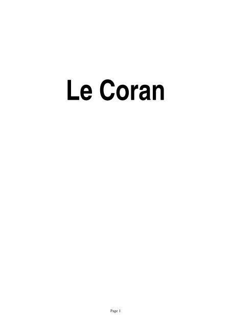 Le Coran En Pdf Islam Du Monde