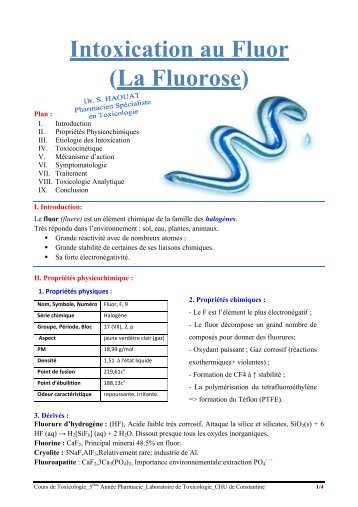 Intoxication au Fluor (La Fluorose) - Toxikoa