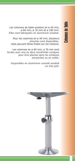 Pieds de chaise et de table pour bateaux, caravanes, campingcars