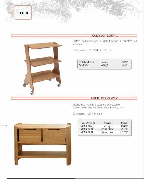 Catalogue Mobilier - Innov'Esthetique