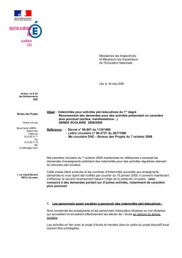 courrier en tête - Inspection académique du Nord