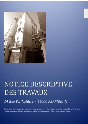 NOTICE DESCRIPTIVE DES TRAVAUX