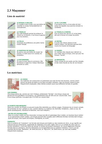 2.3 Maçonner - Brico