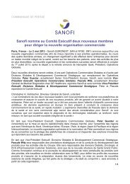 Sanofi nomme au Comité Exécutif deux nouveaux ... - Sanofi Aventis
