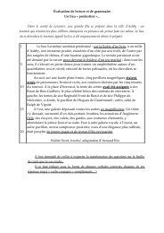 Évaluation de lecture et de grammaire Un lieu « prédestiné »... Dans ...