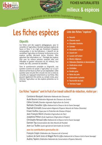 Fiches "Espèces" - Chambre régionale d'agriculture (CRA)