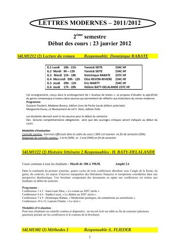 Lettres 11 12_2esemestre - Université Paris Diderot-Paris 7