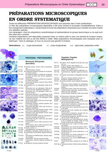 préparations microscopiques en ordre systematique - Lieder.de