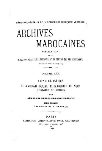 ARCHIVES MAROCAINES - Bibliothèque Numérique Marocaine