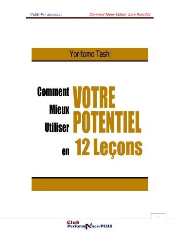 Yoritomo Tashi Comment Mieux Utiliser Votre Potentiel en 12 Leçons