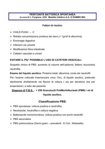 peritonite batterica spontanea - G. Rummo