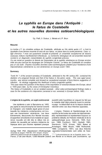 La syphilis en Europe dans l'Antiquité : le fœtus de Costebelle et les ...