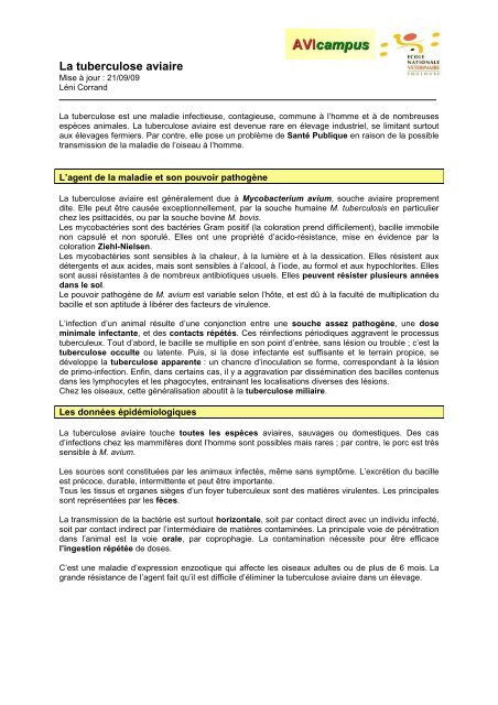 La tuberculose aviaire.pdf - Avicampus