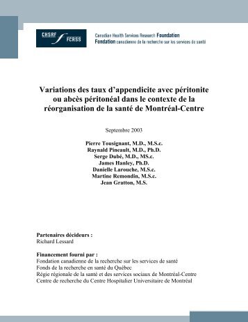 Variations des taux d'appendicite avec péritonite ou abcès ...