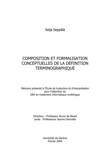 composition et formalisation conceptuelles de la définition