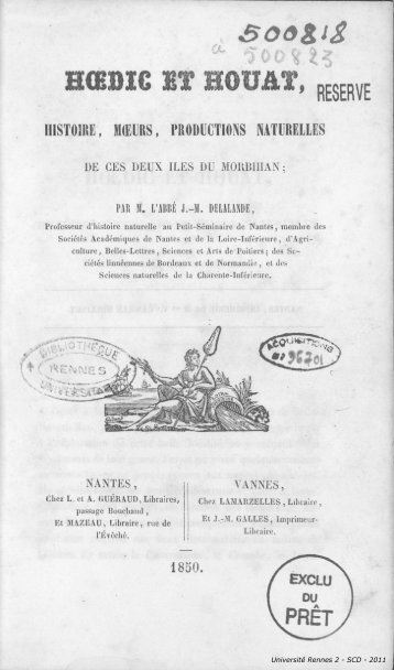 histoire, moeurs, productions naturelles de ces deux îles du Morbihan