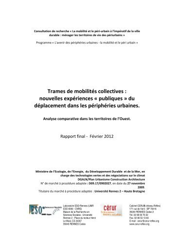 Trames de mobilités collectives - Ministère du Développement durable