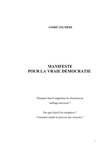 MANIFESTE POUR LA VRAIE DÉMOCRATIE - Etienne Chouard